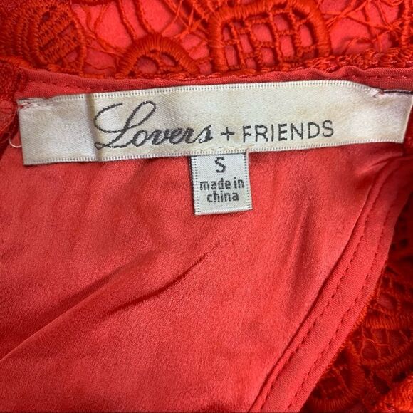 LOVERS + FRIENDS women’s red lace overlay racerback tank dress sz S - Picture 4 of 7